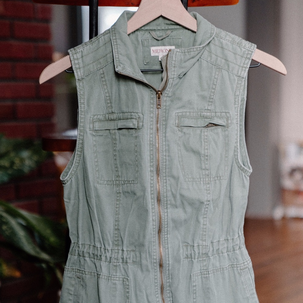 Green Cinched Army Vest